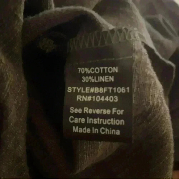 Blu Pepper Linen Cotton Top Womens Medium Gray 3/4 Ruffle Bell Sleeve NWT - Picture 6 of 8